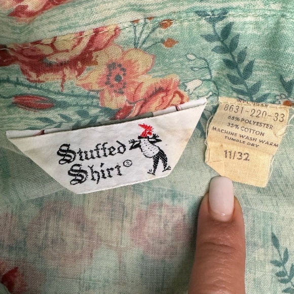 Stuffed shirt Vintage 60s 70s Sheer Shirt Floral Blouse.Size 11/32. A41 - Picture 14 of 15